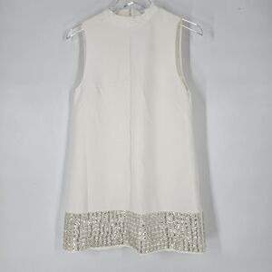 H&M Edition White Embellished Short Sleeve Top Blouse Size XS